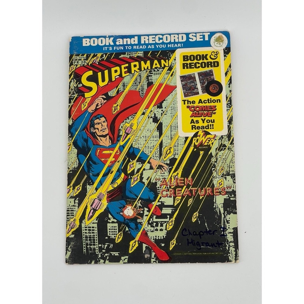 Vintage Superman Alien Creatures Book Record Set 1975 Power Records